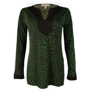 NWT Michael Kors Women's Printed Jersey Knit V-Neck Tunic Shirt-M-S $88
